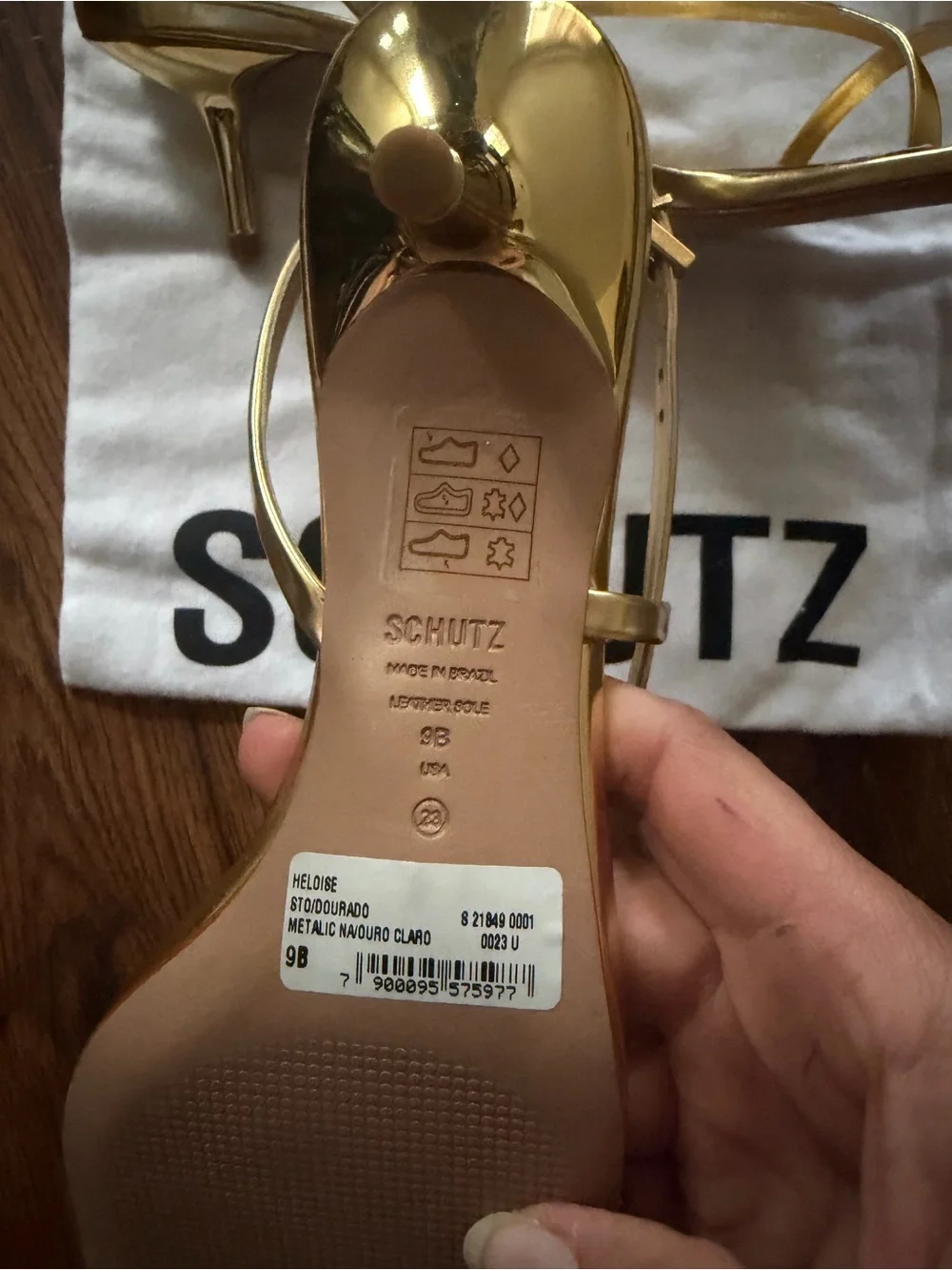 SCHUTZ Heloise Sandals Gold Metallic size 9